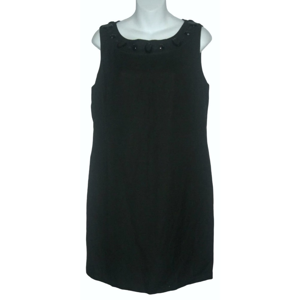 Oscar An Oscar De La Renta Co Dress LBD Black Sheath Jewel Gems Hepburn Party